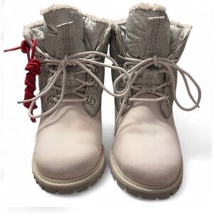 NEW Timberland Premium 6 Inch Warm Lined Women's Boot White Nubuck Silver